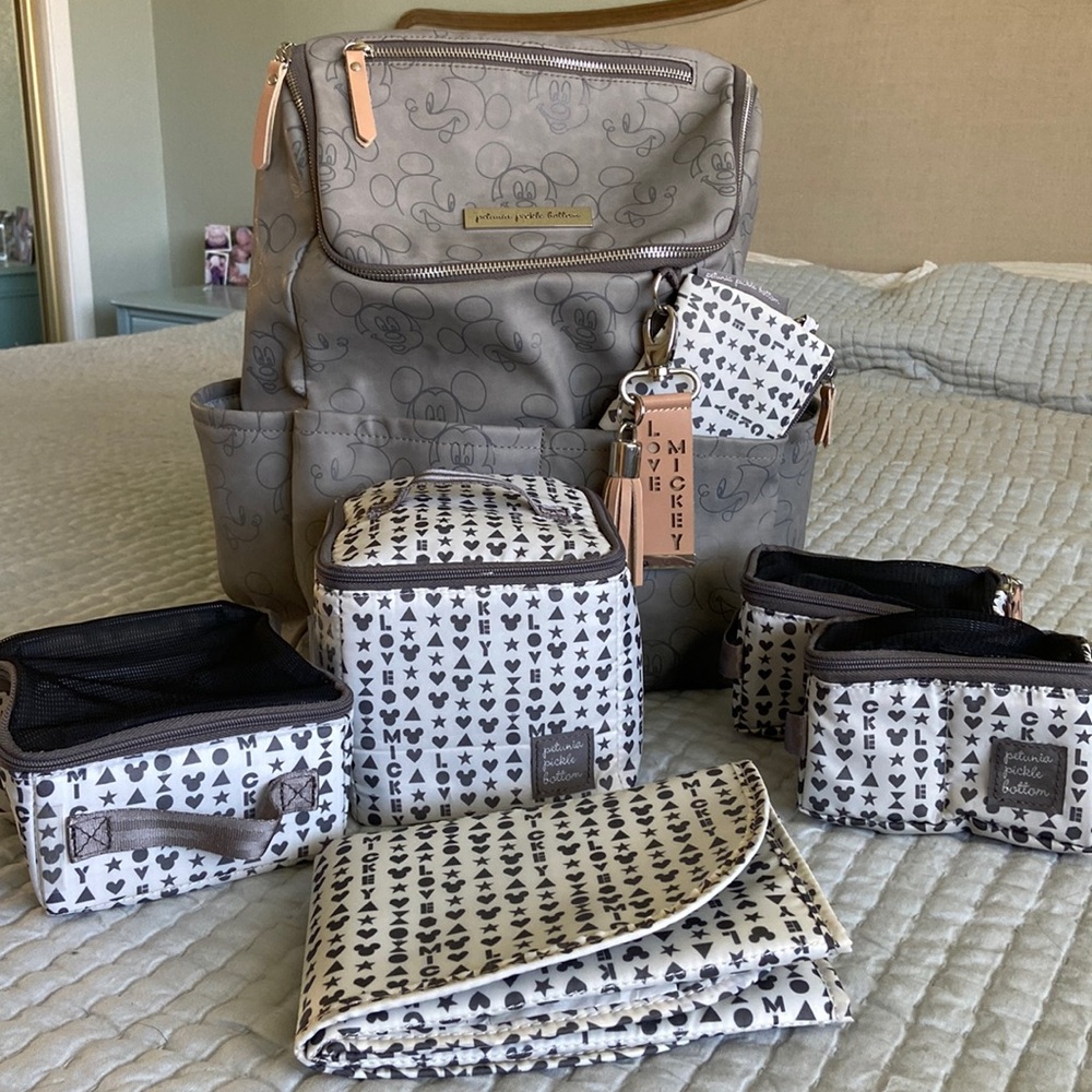Mickey Mouse petunia pickle bottom method backpack diaper bag bundle